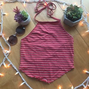 CHARLOTTE RUSSE / striped halter tie top